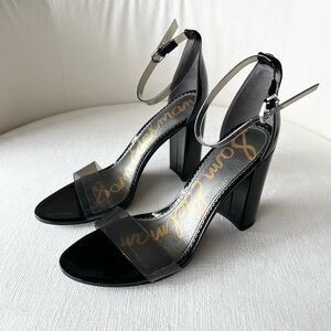 Sam Edelman Black Clear Strap Block Heel Sandals